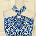 CECE SANTORINI VIBE LUCENT WHITE AND BLUE HALTER TOP XS 59