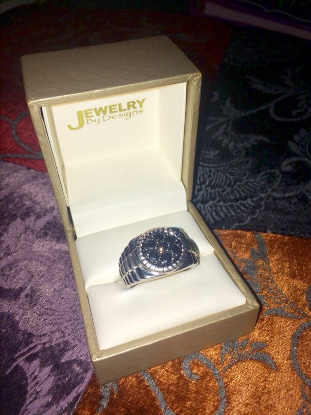 Rolex Style Ring With Black Diamonds