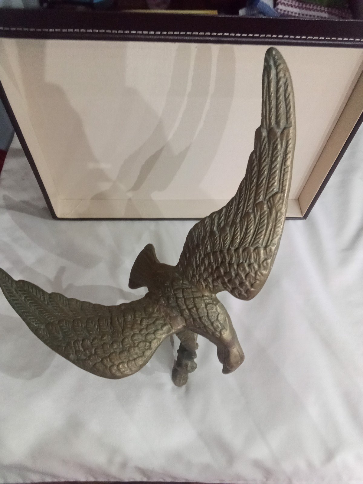 Vintage Brass Eagle Sitting on a Branch Statue.