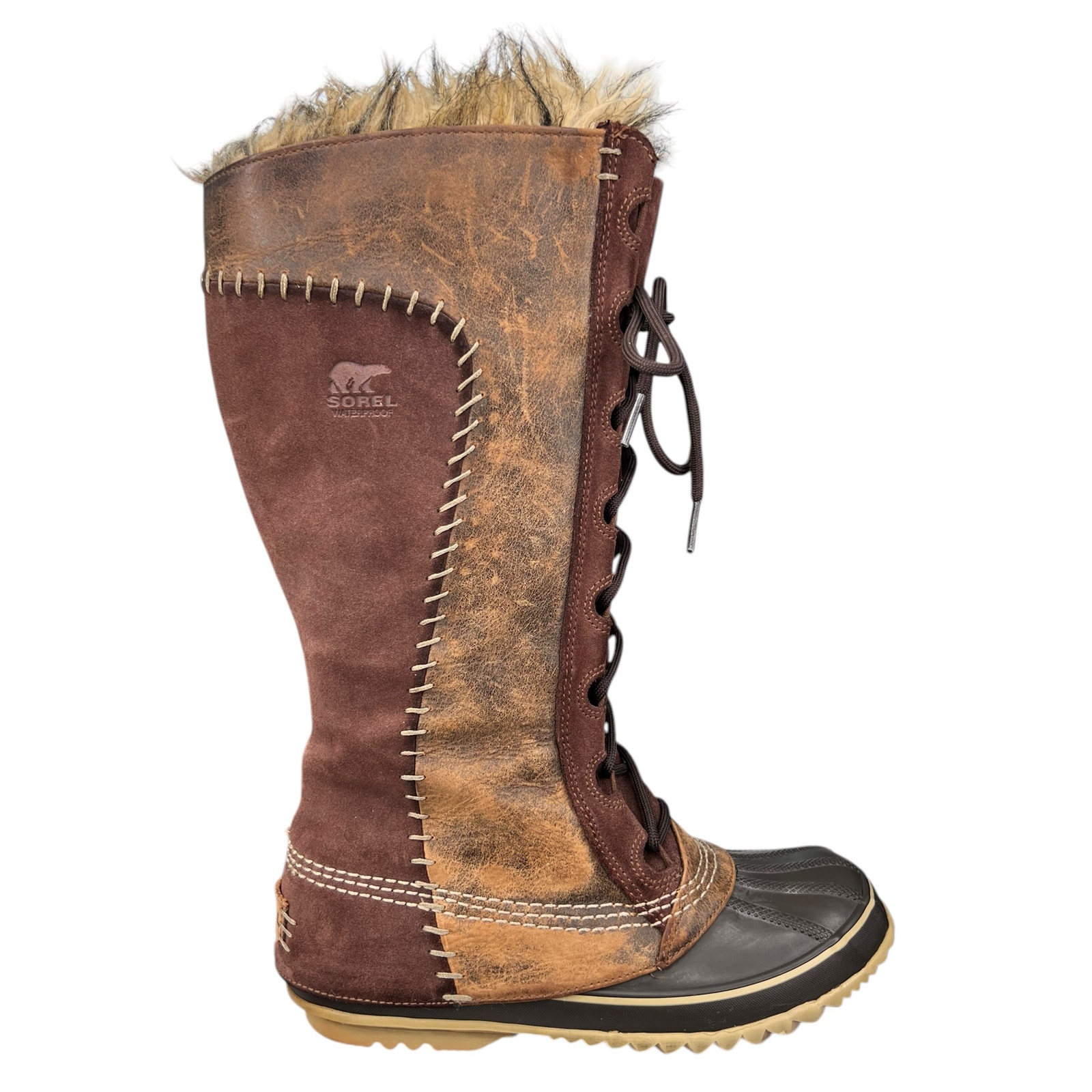 Sorel Women’s Cate The Great Brown Leather Winter Boot Size US 7