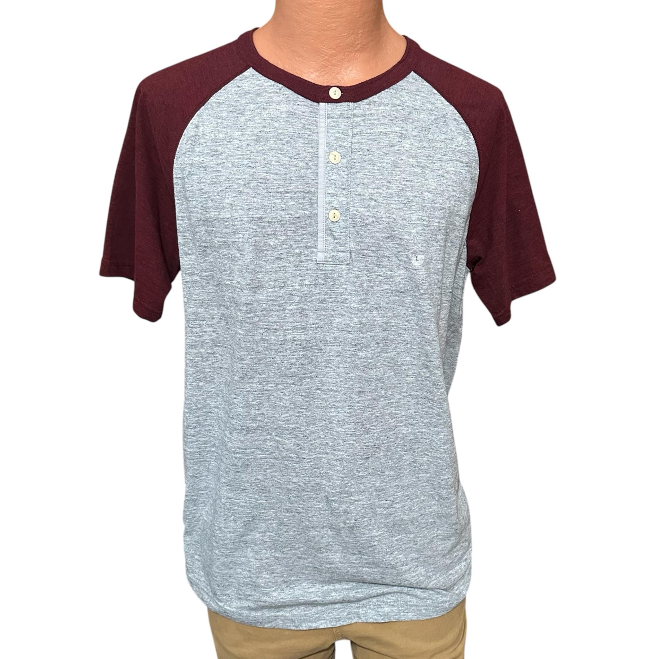 NWT AMERICAN EAGLE OUTFITTERS Henley Short Sleeve Gray Casual Shirt Men's Size L