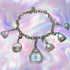Vintage CITIZEN Eco-Drive Swarovski Crystal Purse Charm Bracelet Watch | Silver