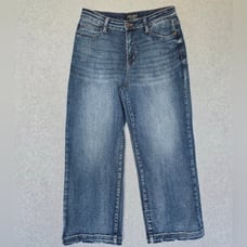 Judy Blue Womens High Rise Stretch Wide Leg 9/29 Whisker 5 Pocket Jeans Capsule