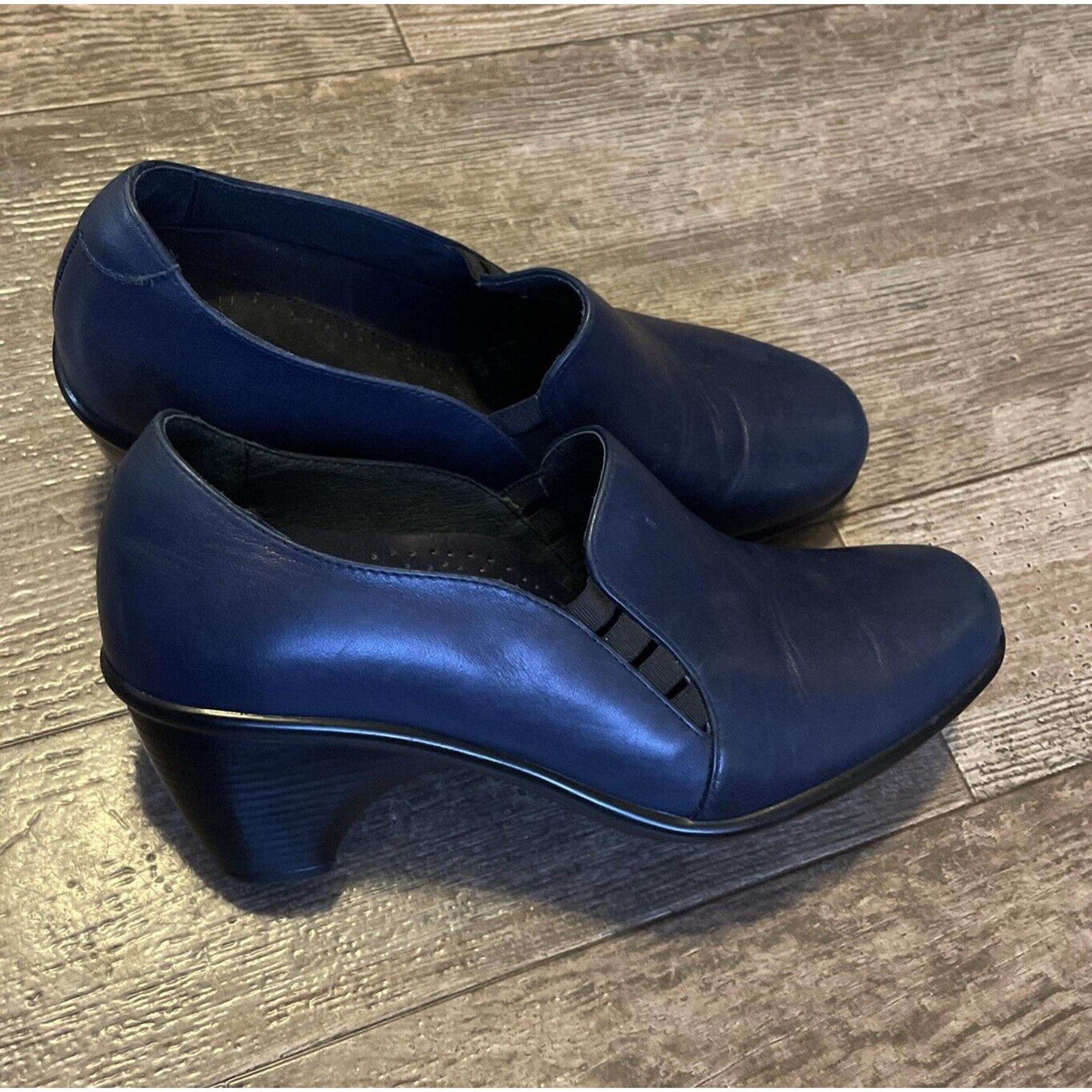 Dansko Beth Leather Pumps Professional Comfort Casual Heels Clogs Size 38 Blue