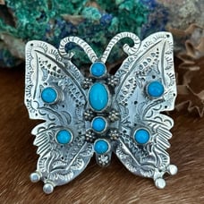 Turquoise southwestern Sterling silver butterfly ring