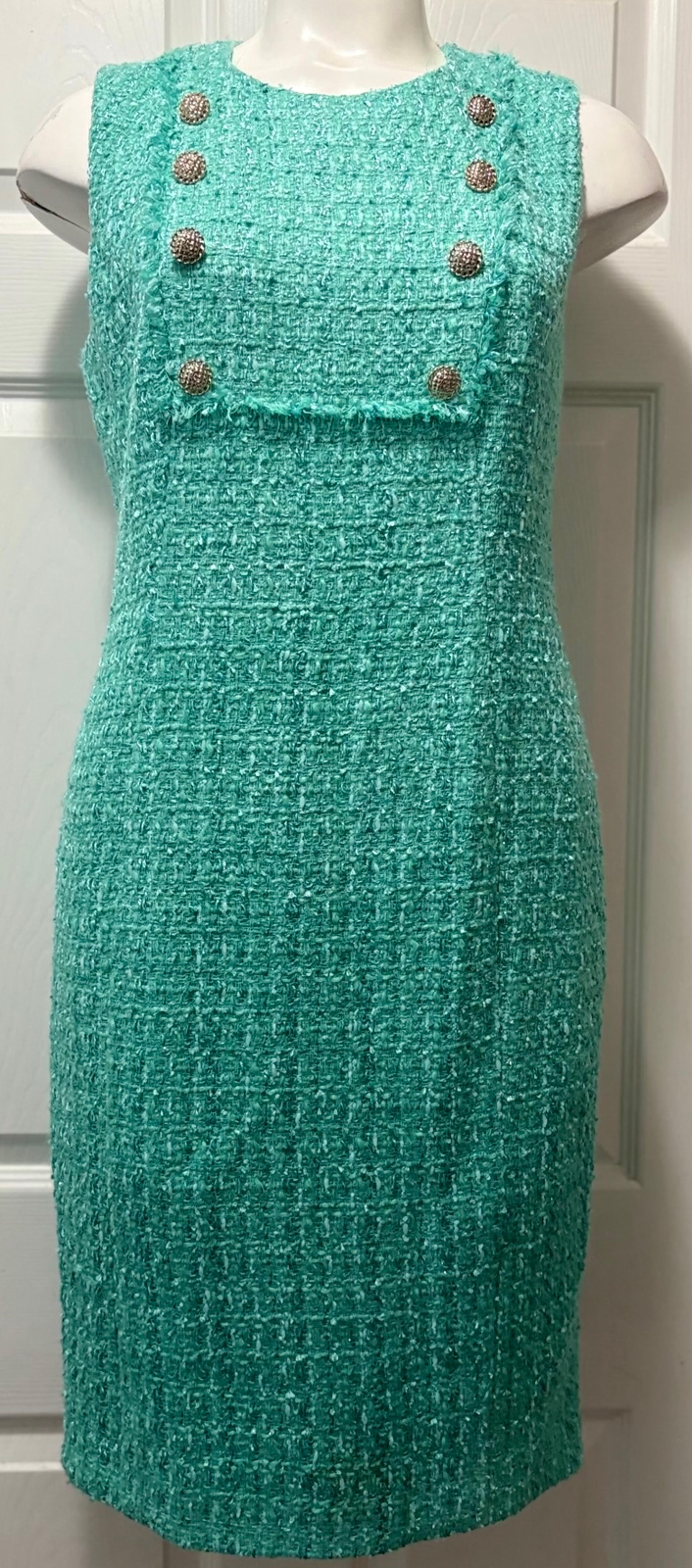 Karl Lagerfeld Paris Aqua Tweed Sheath Women’s size 8