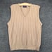 Dimension Milford Womens Sweater Vest Tan Medium V-Neck Rib Knit Stretch Vintage