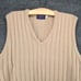 Dimension Milford Womens Sweater Vest Tan Medium V-Neck Rib Knit Stretch Vintage