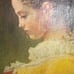 Vintage Young Girl Reading Needlepoint