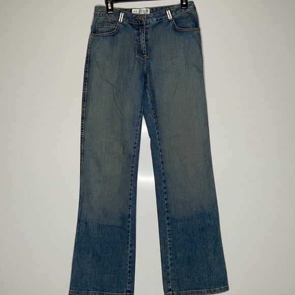 St. John Evening Rhinestone Wide Leg Jeans sz 2