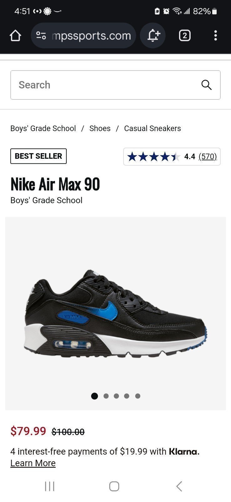 Nike Air Max 90 Boys' Grade School size 7