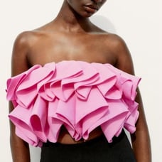Zara Pink Ruffle Strapless Croptop