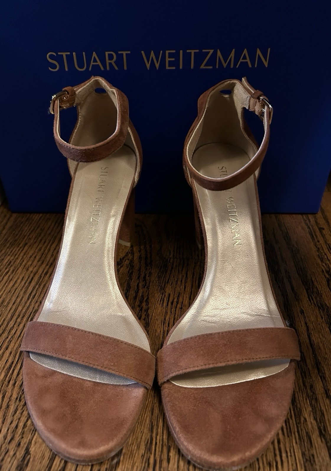 Stuart Weitzman NUDIST BLOCK 75 - Brown Suede