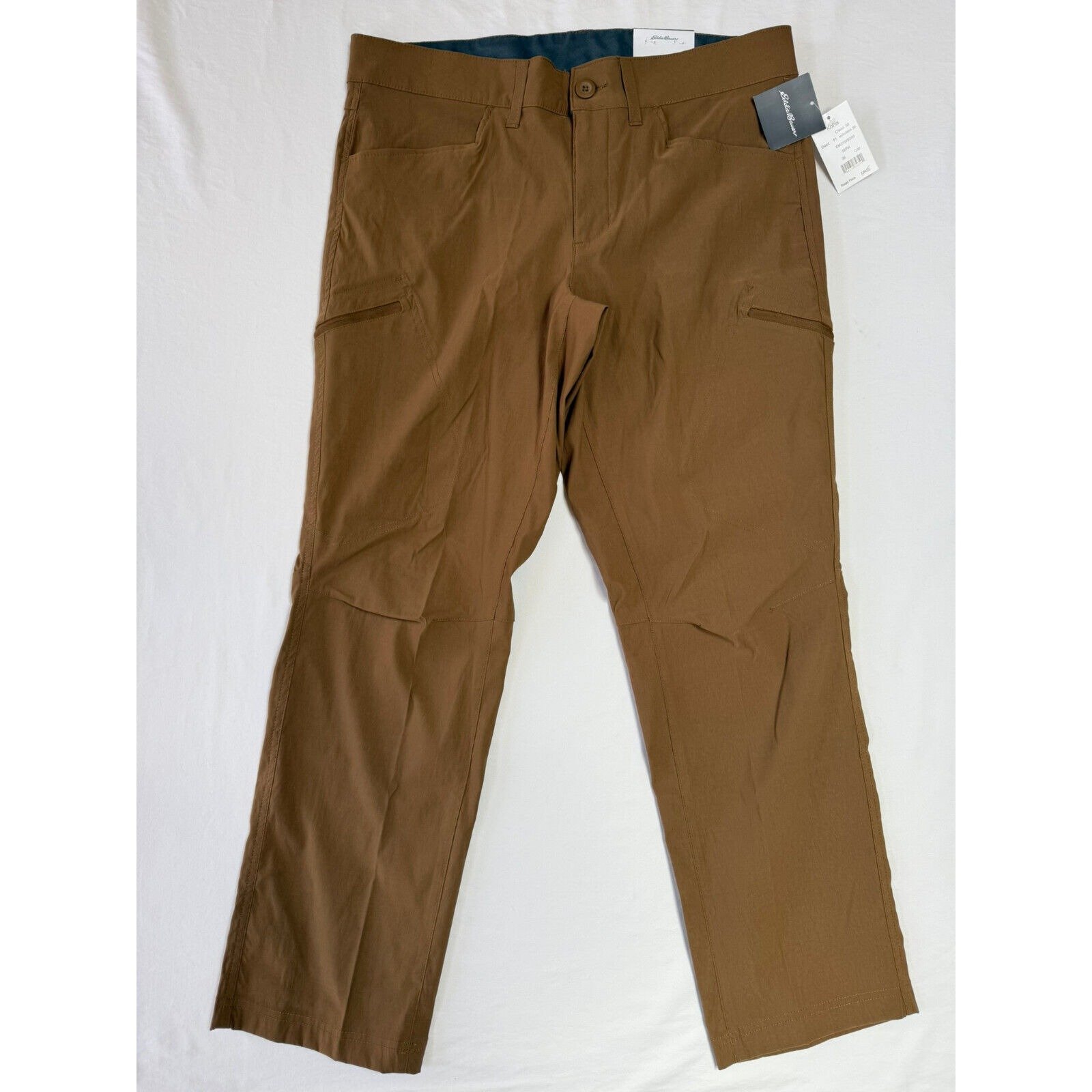 Eddie Bauer Rainier Tech Pants Mens 36x30 Brown Active Stretch Pockets New NWT