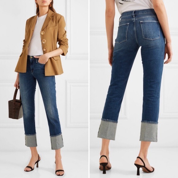 FRAME LE HIGH BIG CUFF STRAIGHT LEG JEAN