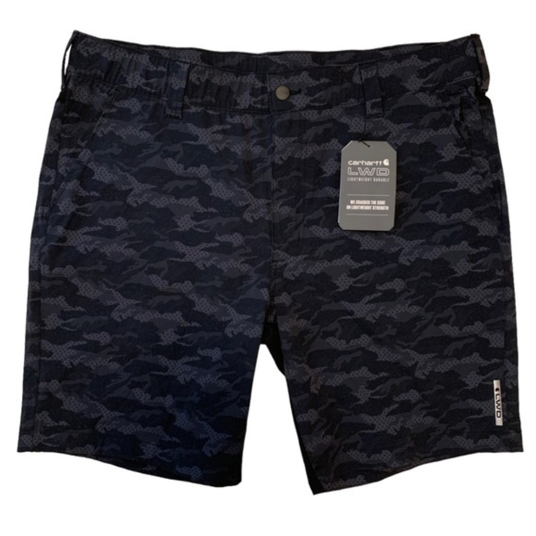 NWT Carhartt Force Lightweight Relaxed Fit Hybrid Shorts Black Abstract Camo 40