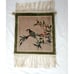 Small Vintage Chinese Silk Rug Light Green & Beige Bird & Flower Blossom Design