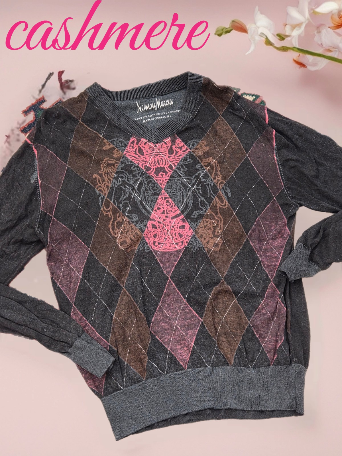 *0797 Neiman Marcus silk cashmere sweater women   L