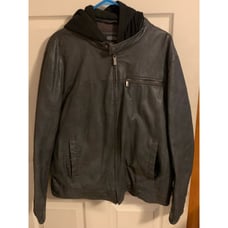 Kenneth Cole Leather Reaction Charcoal Gray Jacket Large