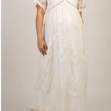 PinkBlush Cream Lace Mesh Overlay Maternity Maxi Dress Size S