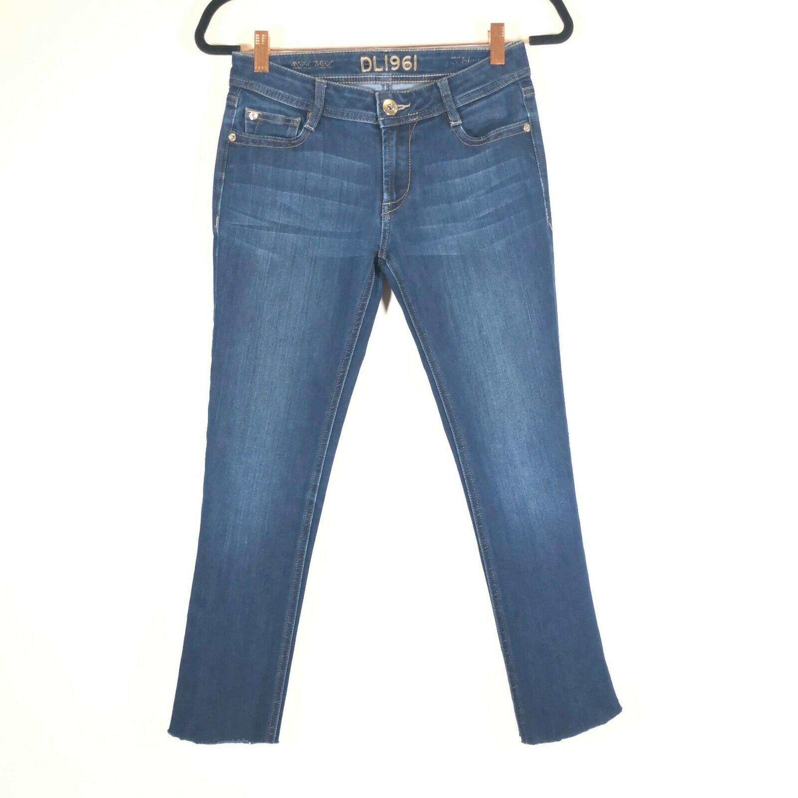 DL1961 Womens Toni High Rise Cropped Stitch Raw Hem Blue Denim Jeans Size 26