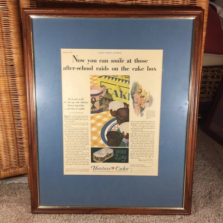 1930 vintage ladies home Journal hostess cake advertisement framed decor art