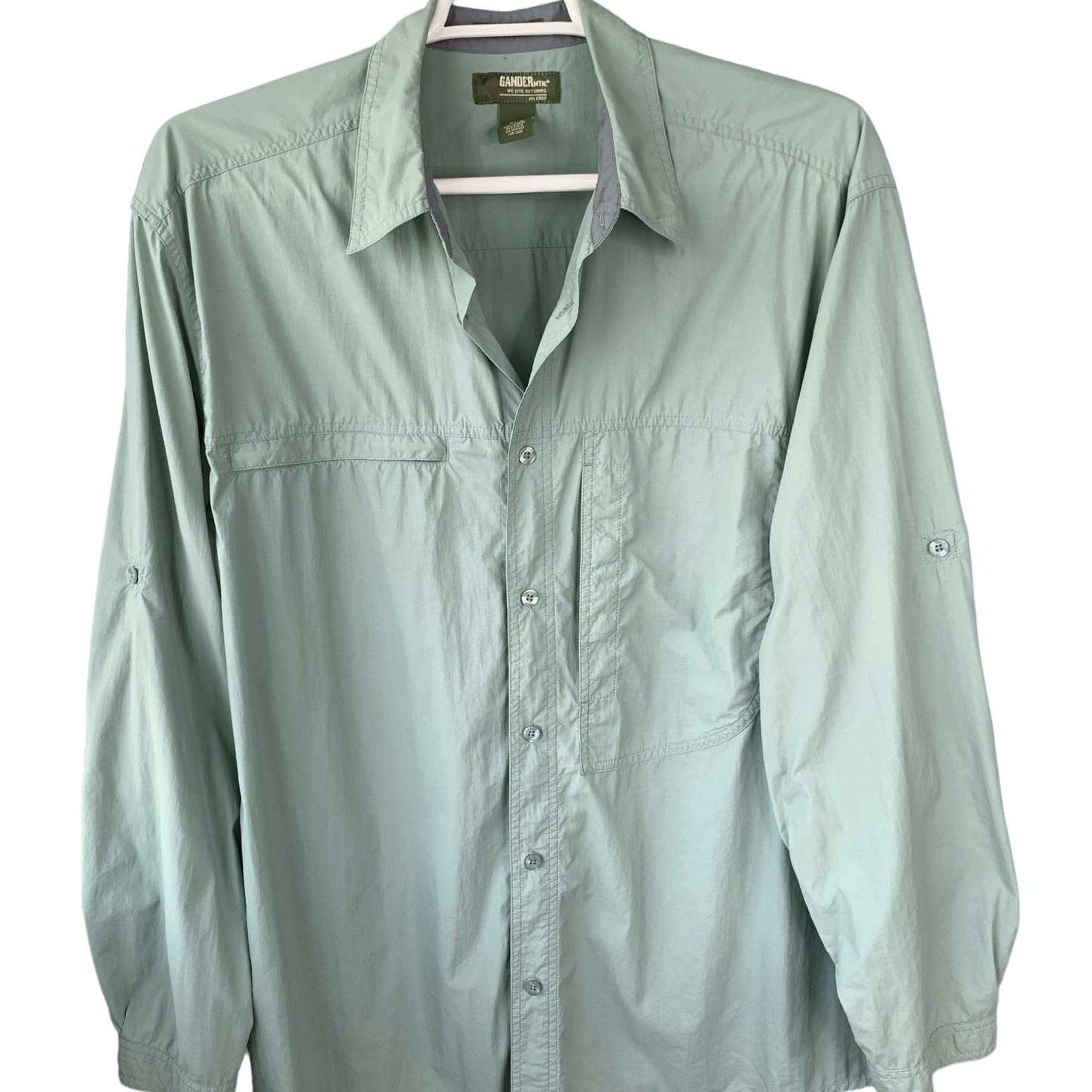 Gander Mtn Long Sleeve Outdoor Fishing Shirt Lightweight Jacket Size 2XL Green