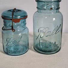 Ball Mason Jars Blue/Aqua Antique PAT D July 14 1908 lot of 2