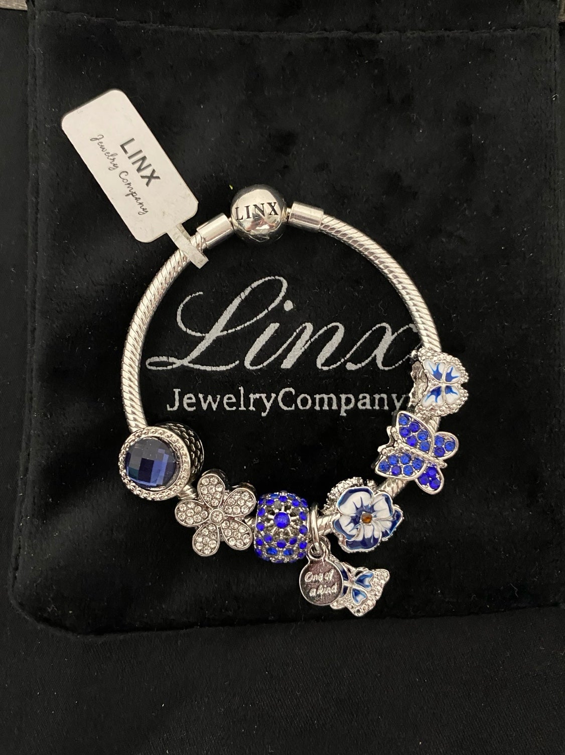 Linx Snake Chain Bracelet with Blue Themed Charms