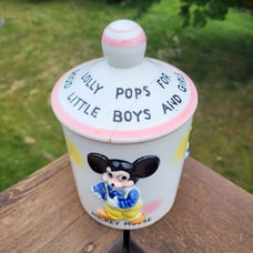 Vintage 1961 Walt Disney Productions Mickey Mouse Lolly Pop Jar Cookie FLAWS