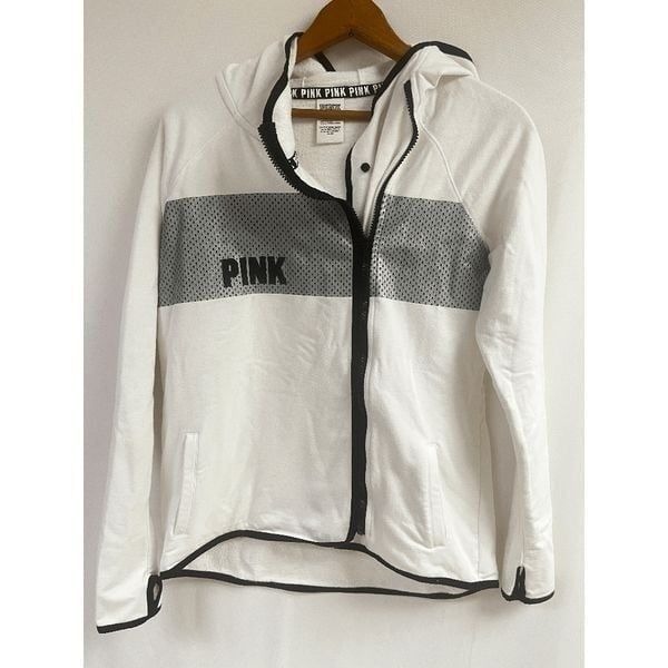 Victoria Secret Pink High Low Hoodie Reflective Full Zip Jacket Size XS