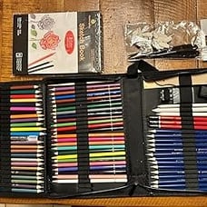 NEW 100 Art Supplies Drawing Kit Pro Drawing Supplies Set has 3-Color Sketchbook