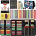 NEW 100 Art Supplies Drawing Kit Pro Drawing Supplies Set has 3-Color Sketchbook