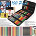 NEW 100 Art Supplies Drawing Kit Pro Drawing Supplies Set has 3-Color Sketchbook
