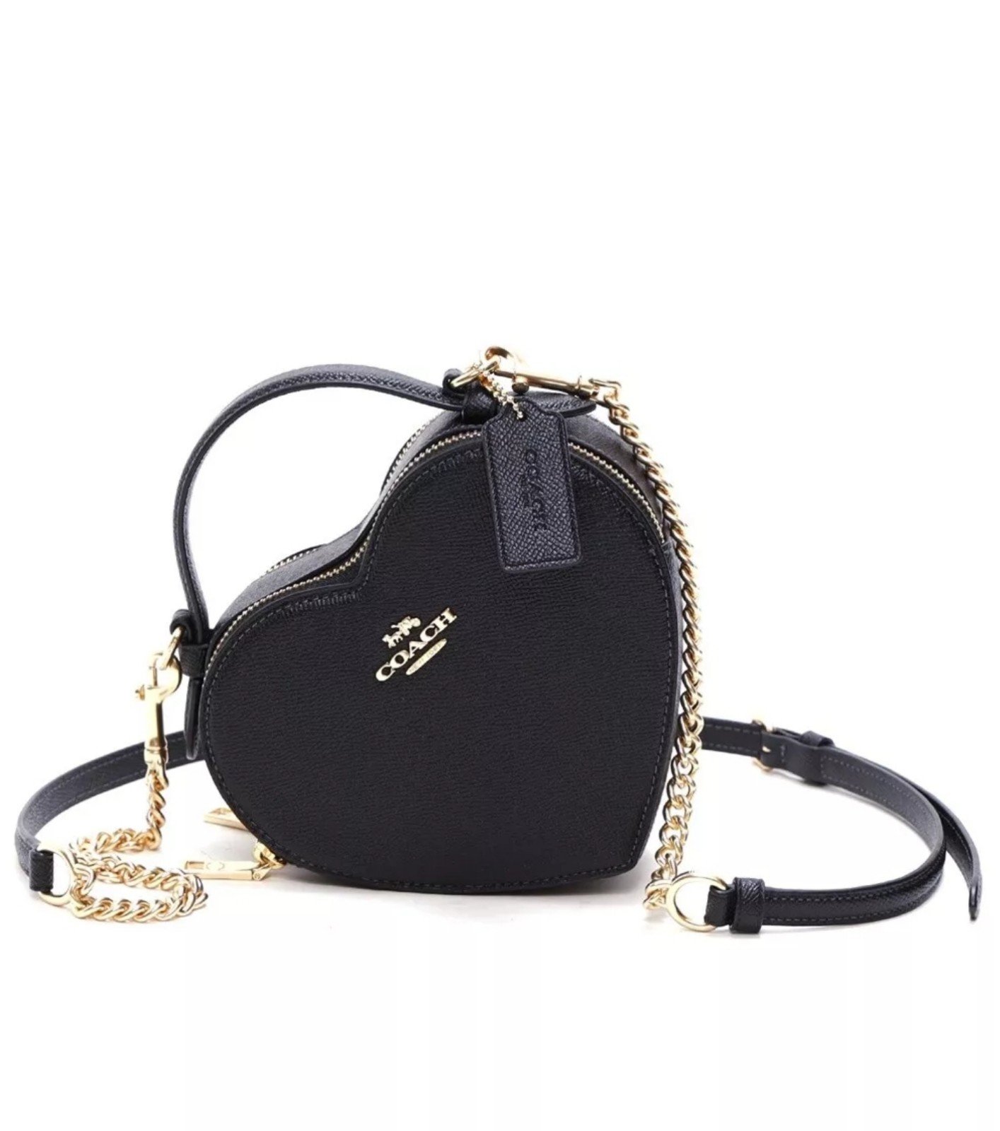 COACH LIMITED EDITION BLACK CROSSGRAIN LEATHER HEART CROSSBODY BAG BEST SELLER!