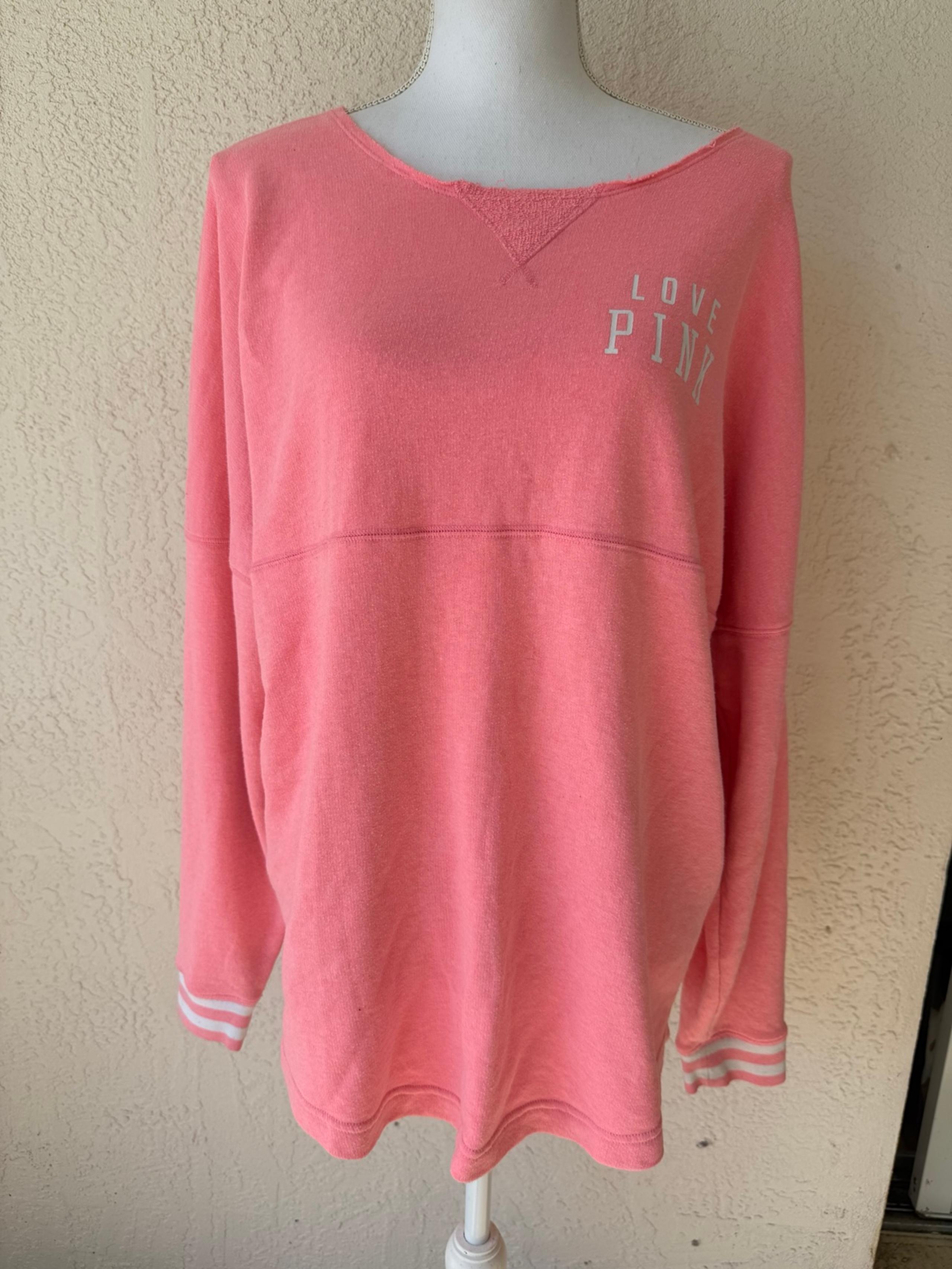 VS Victoria's secret PINK Pullover sweatshirt  top shirt Long Sleeve raw neck
