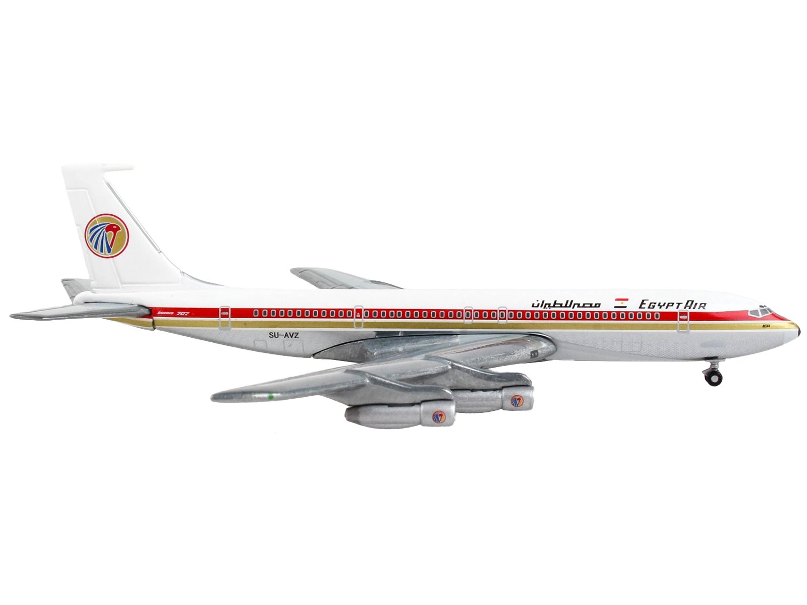 Boeing 707 Commercial Aircraft EgyptAir White with Red and Gold Stripes 1/400