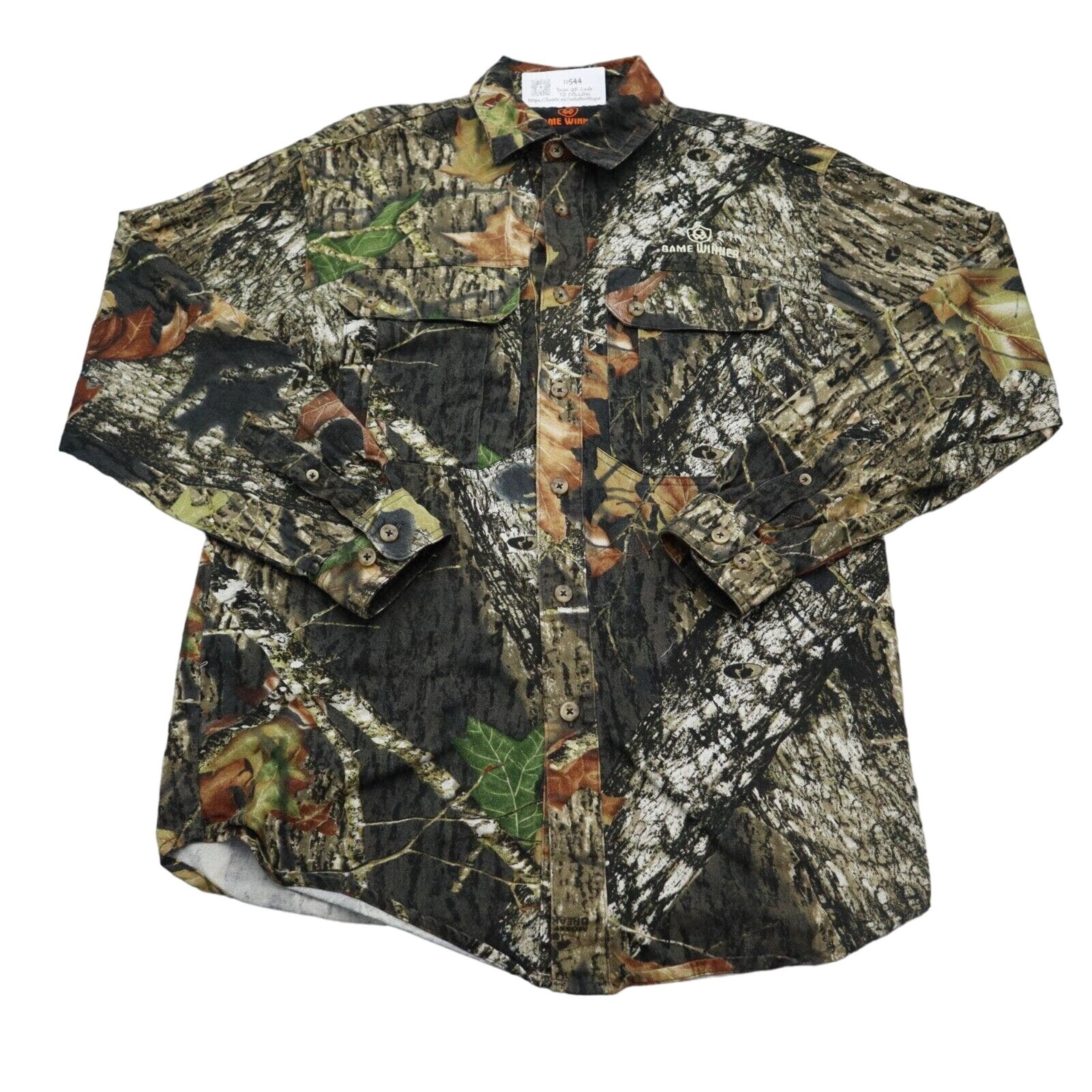 Game Winner Shirt Mens S Brown Mossy Oak Long Sleeve Button Up Collared Top