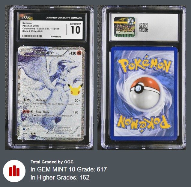 Pokémon English Reshiram 113/114 2021 Celebrations - CGC 10