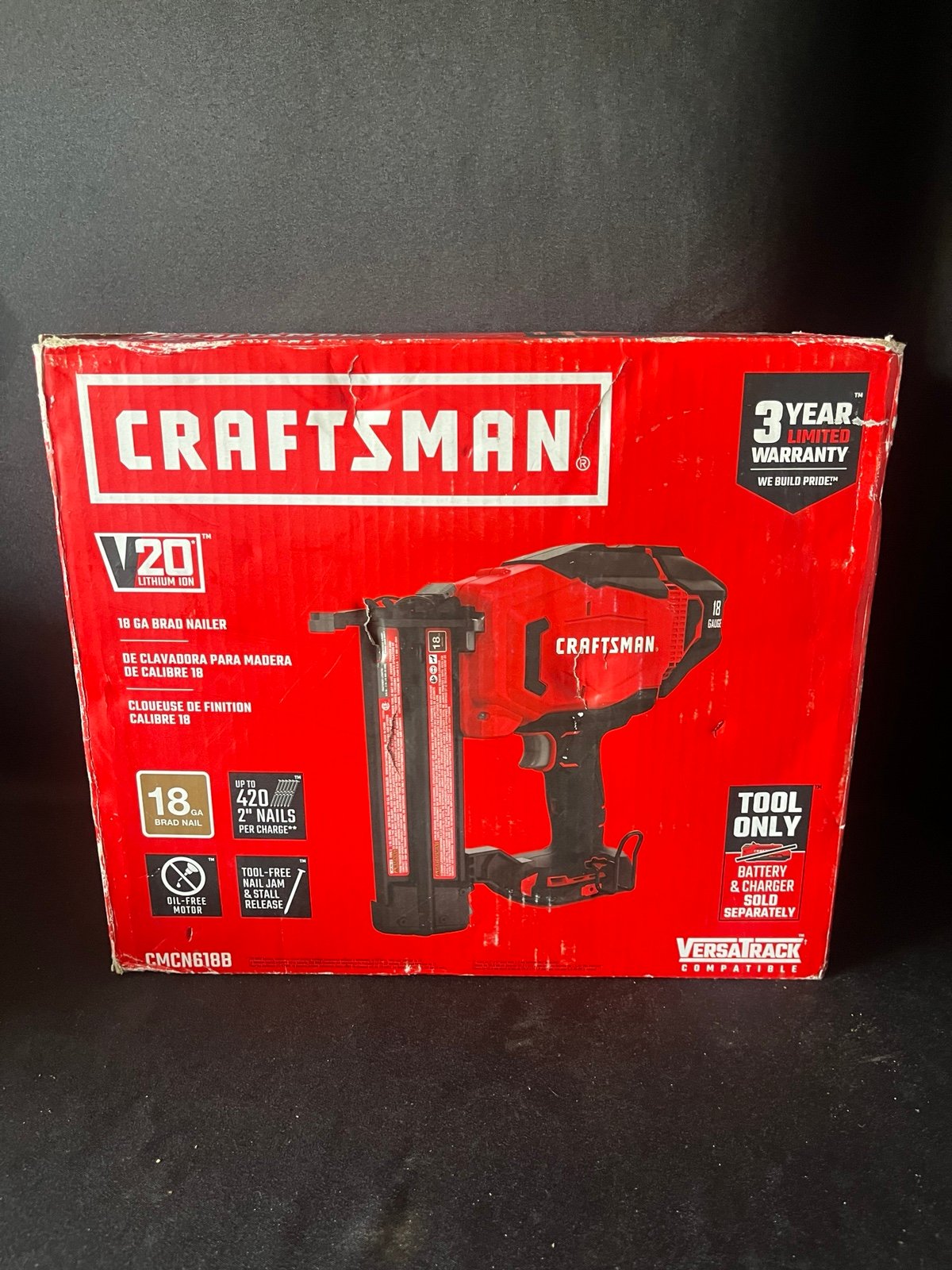 Craftsman Brad Nailer 20v 18 Gauge Cordless Model CMCN618