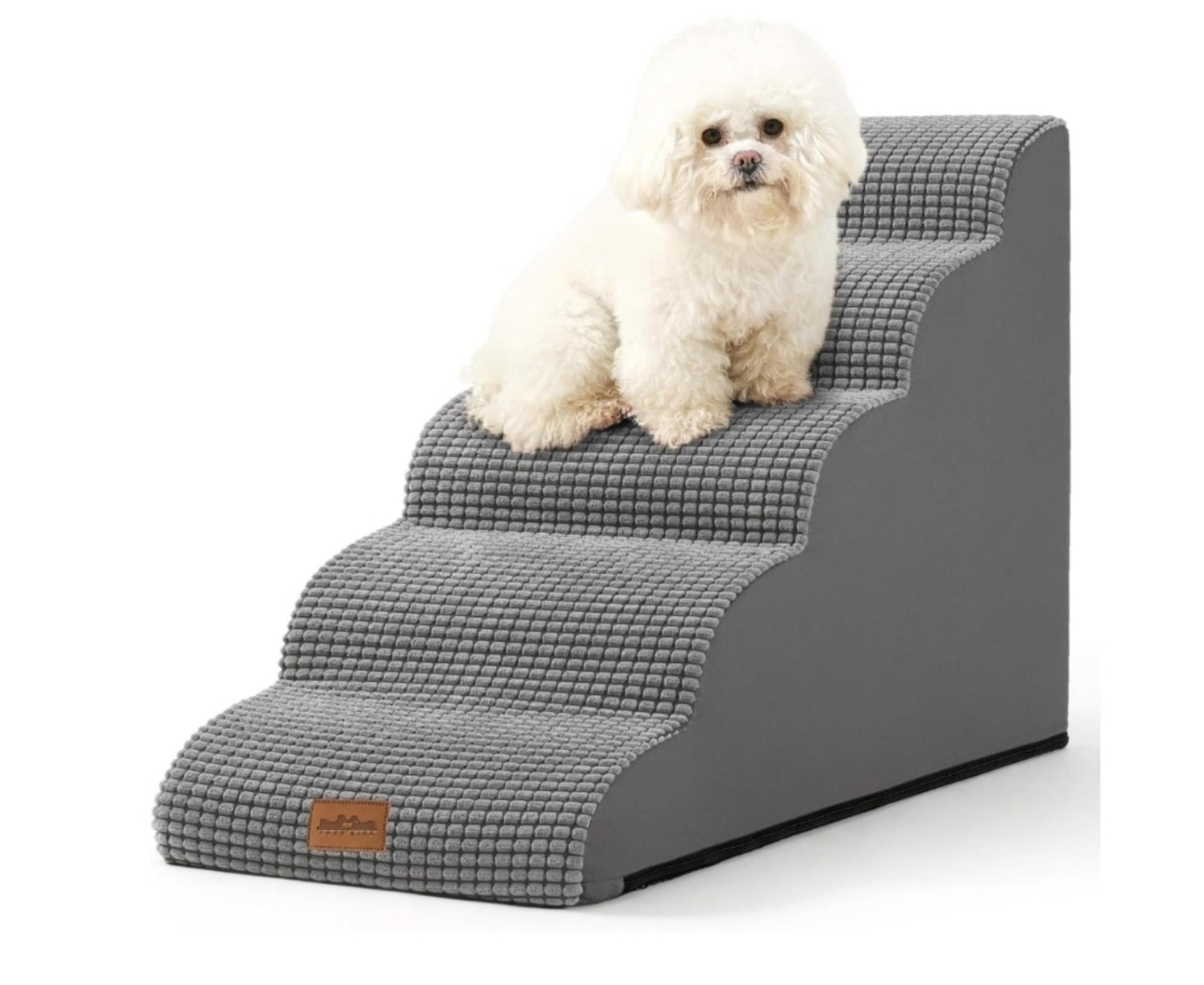 Dog Stair Cover ONLY, for High Bed 15.7x33x22.6" (5 Step, Light Grey)