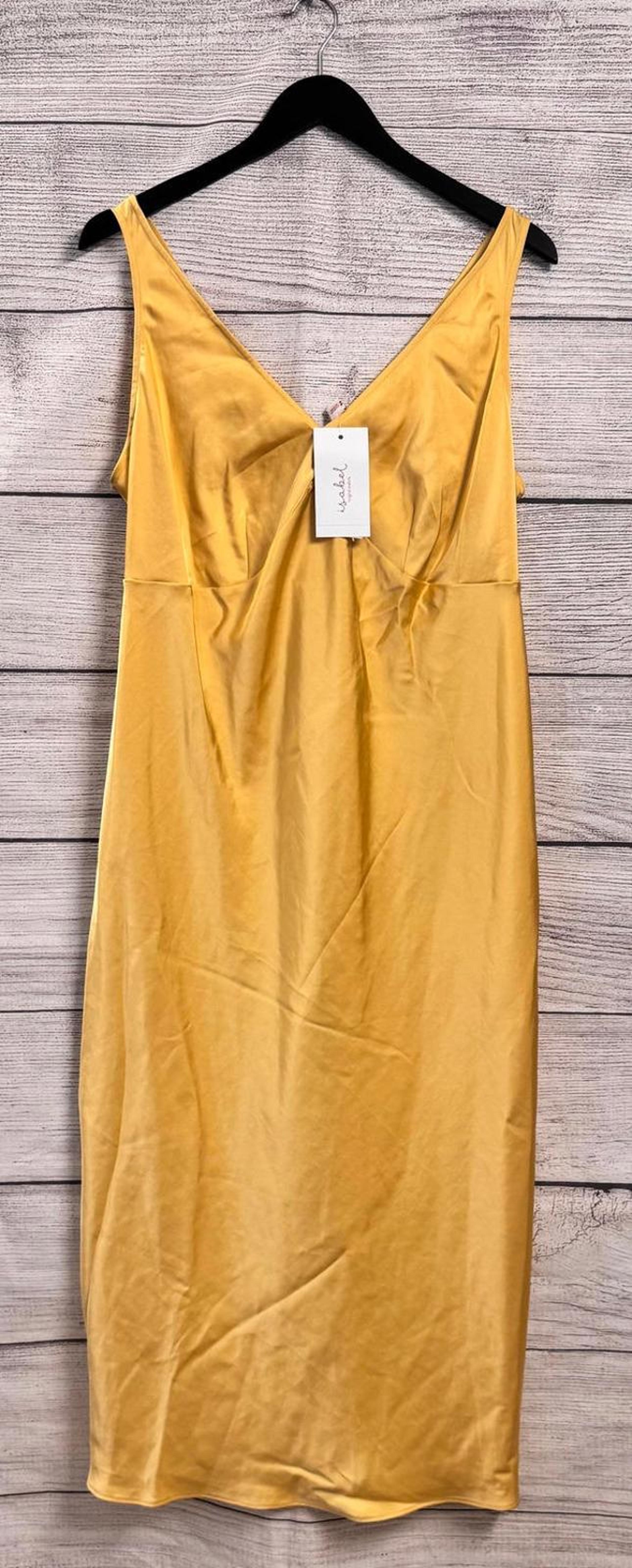Ingrid & Isabel Gold Yellow Satin Maternity Maxi Dress Women Size Medium