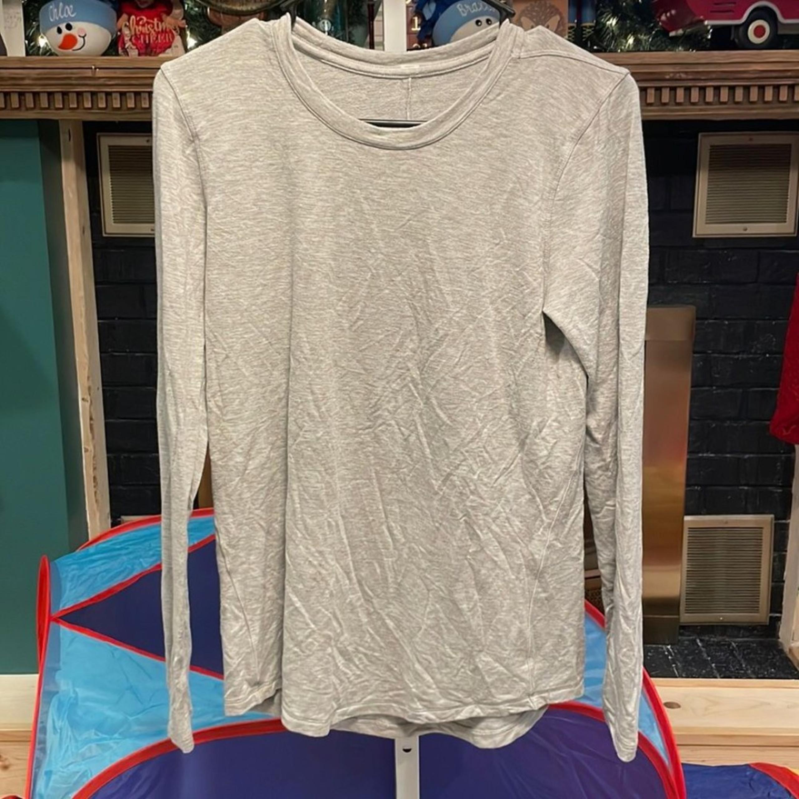 Lululemon Fleece Lined Long Sleeve Crew Tee P2P 19 ~sz 10 Heathered Grey 1068