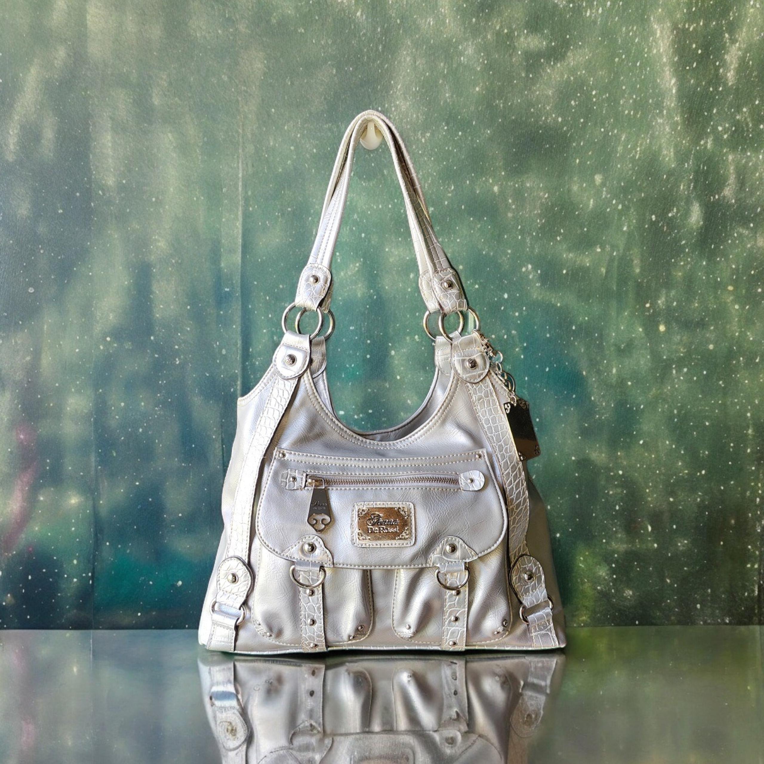 GENNA DE ROSSI Metallic Silver Hobo Shoulder Bag