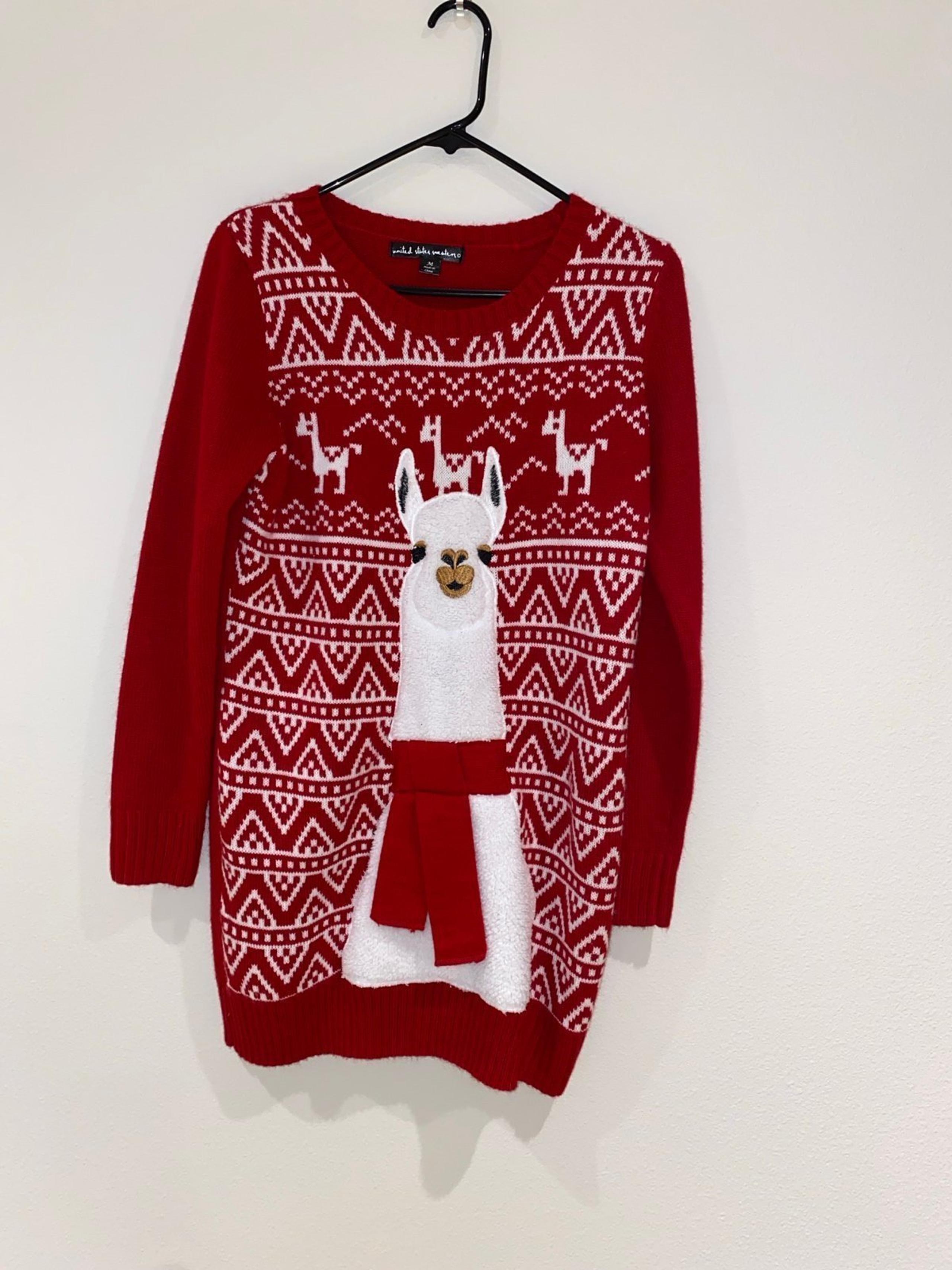 United States Sweaters Ugly Llama Christmas Sweater/Sweater Dress Size M