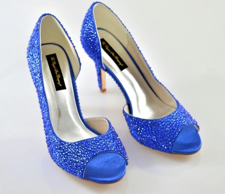 Cobalt Sapphire Navy Fusion Swarovski Crystal Wedding Bridal Sandals