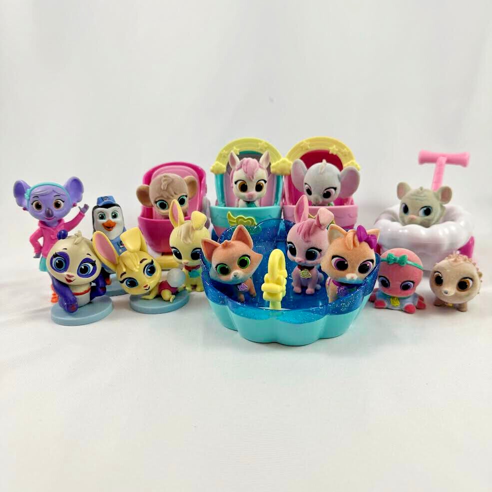 Disney Junior T.O.T.S. Flocked Animal Figures & Accessories Lot Stroller Nursery
