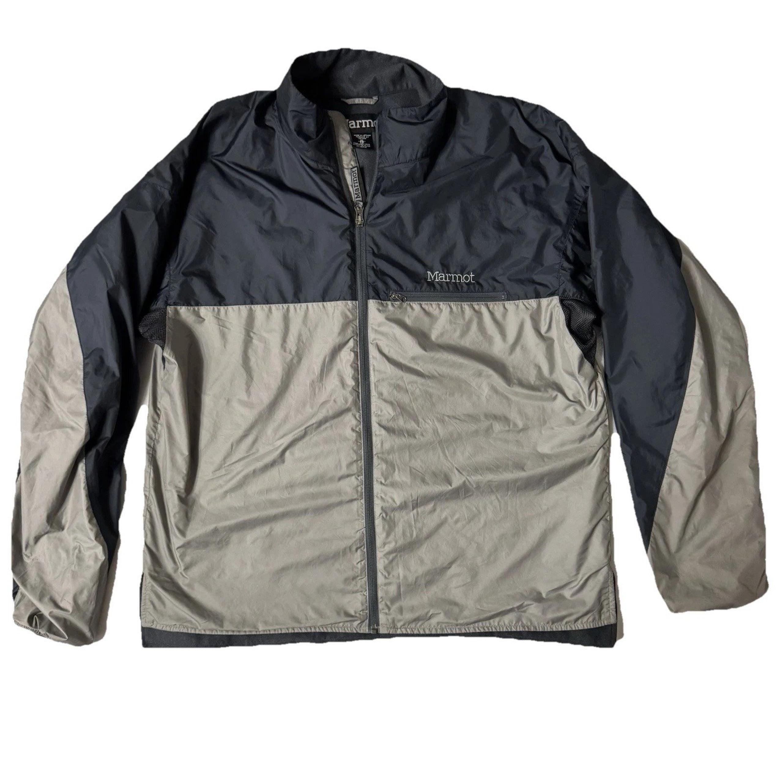 Marmot Windbreaker Lightweight Jacket Mens XL Grey Navy Two-Tone Outdoor