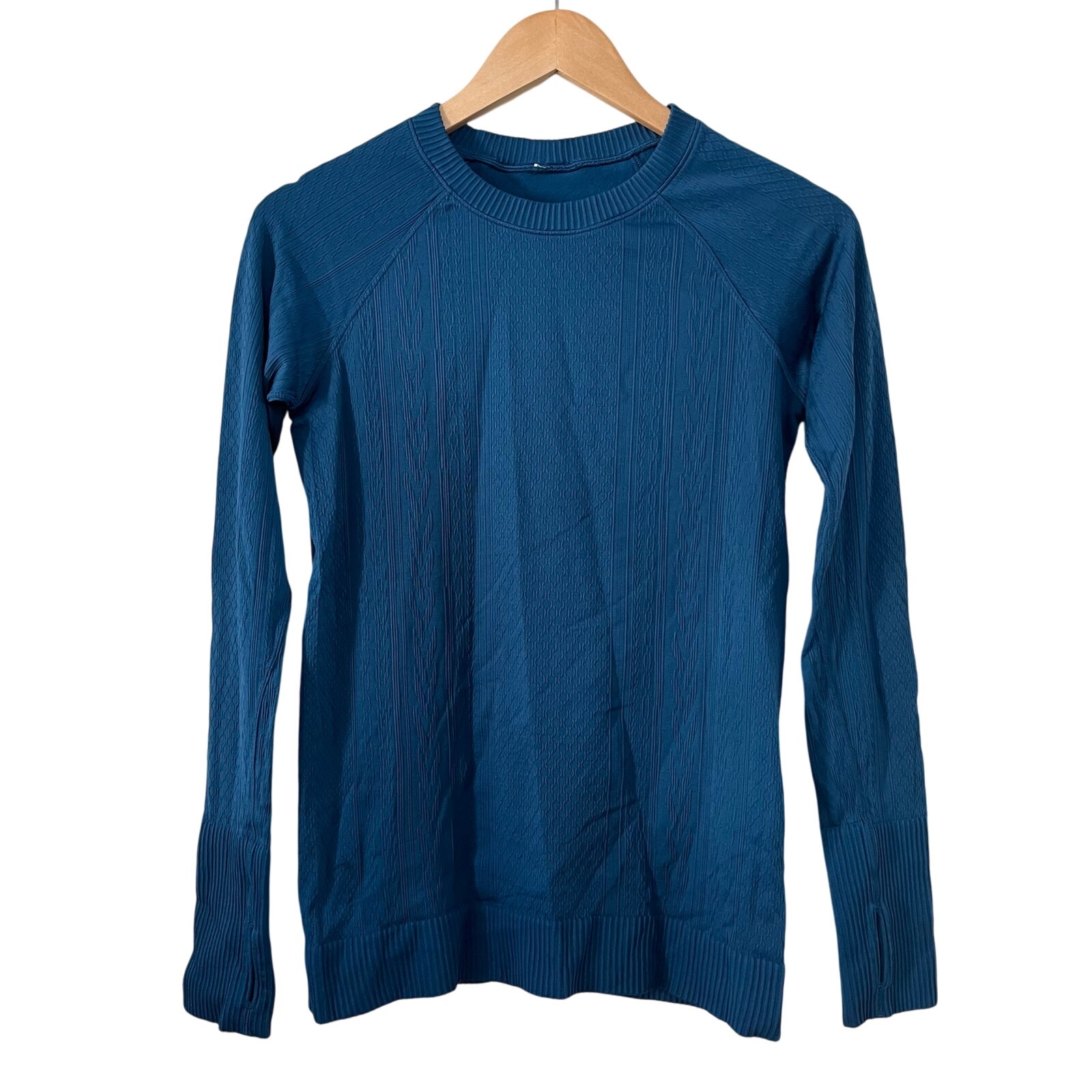 Lululemon Size 4 Women's Rest Less Ribbed Pullover Running Top Blue Activewear