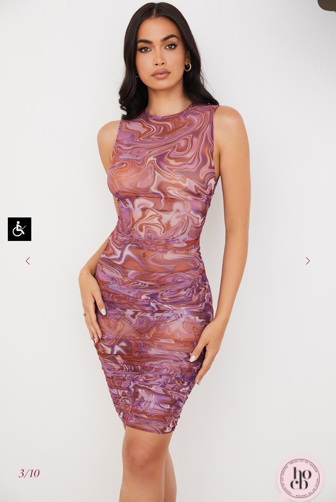 House of CB 'Elodie' Purple Swirl Gathered Beach Dress - Size XS NEW